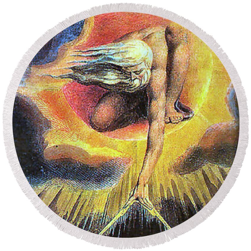 Romanticism Round Beach Towel featuring the painting God As Architect by Troy Caperton