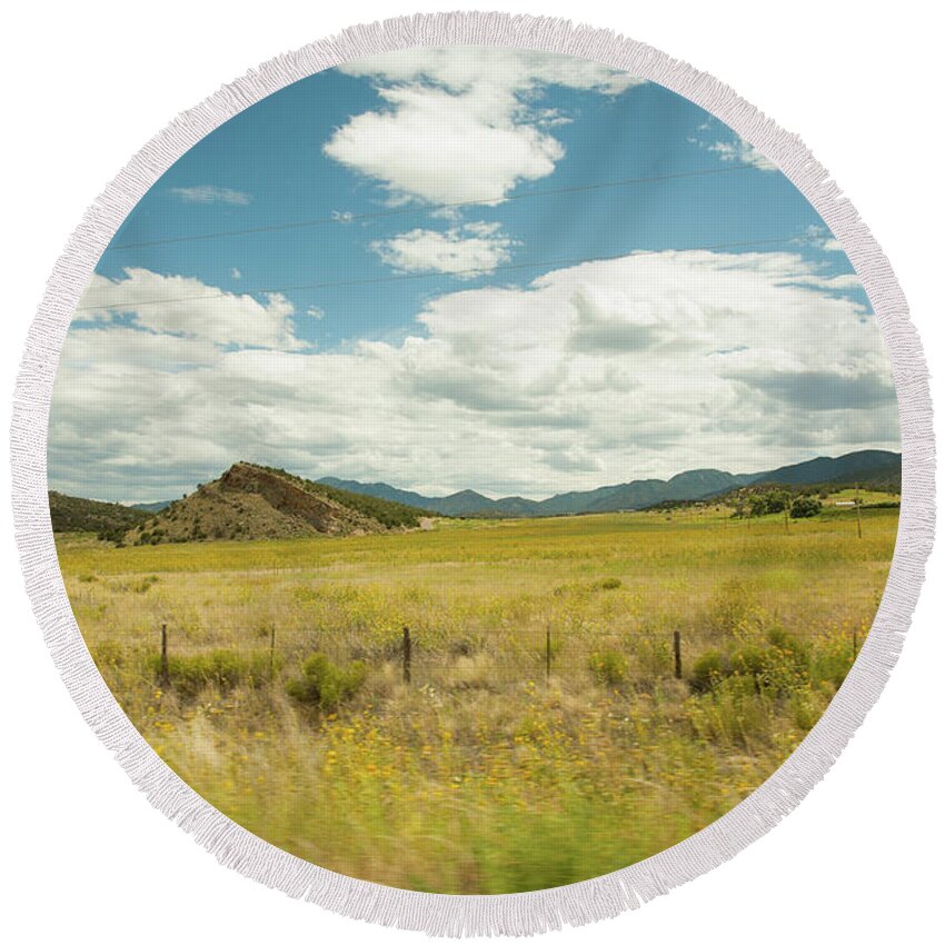  Round Beach Towel featuring the photograph Golden Meadows by Carl Wilkerson