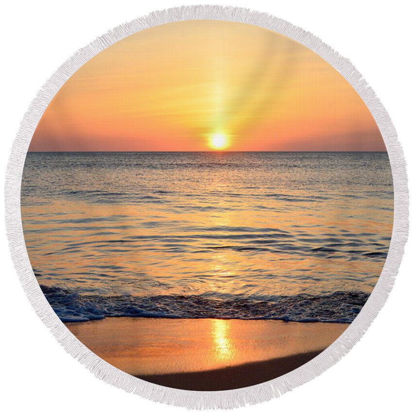 May Sunrise Round Beach Towel featuring the photograph Golden Sunrise #1 by Barbara Ann Bell