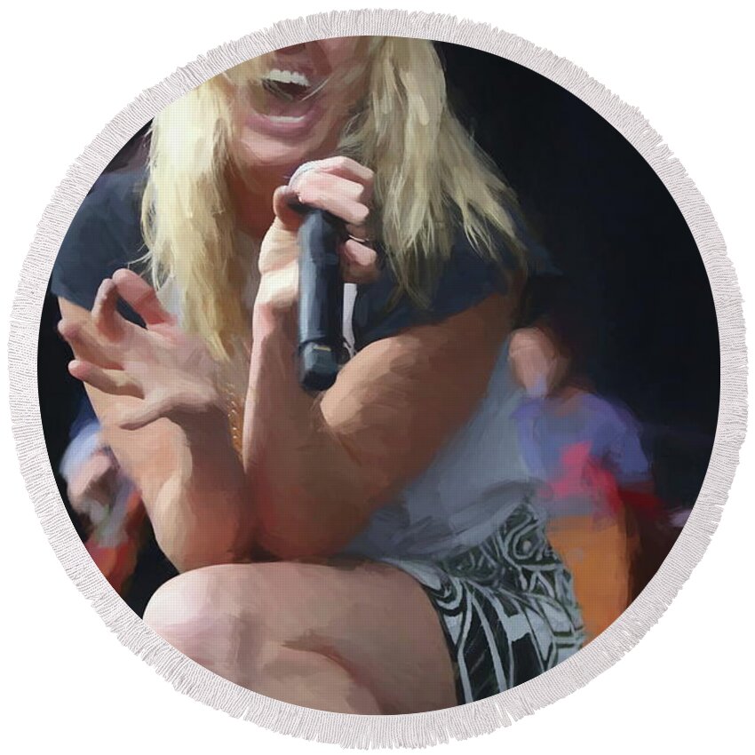 Singer Round Beach Towel featuring the painting Grace Potter Painting #2 by Concert Photos