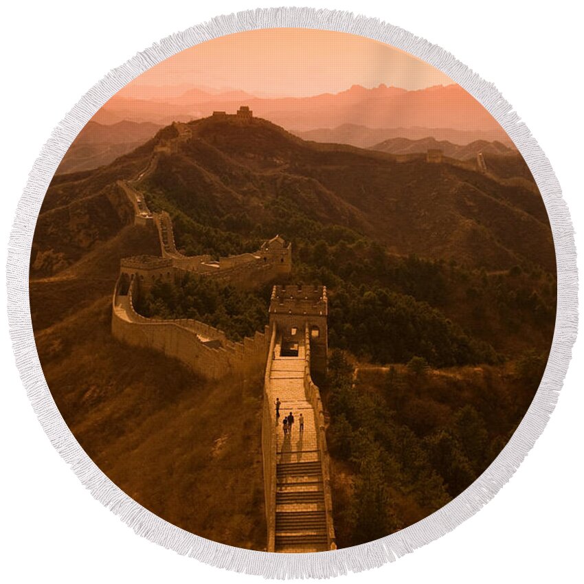 Ancient Round Beach Towel featuring the photograph Great Wall of China #1 by Gloria & Richard Maschmeyer - Printscapes