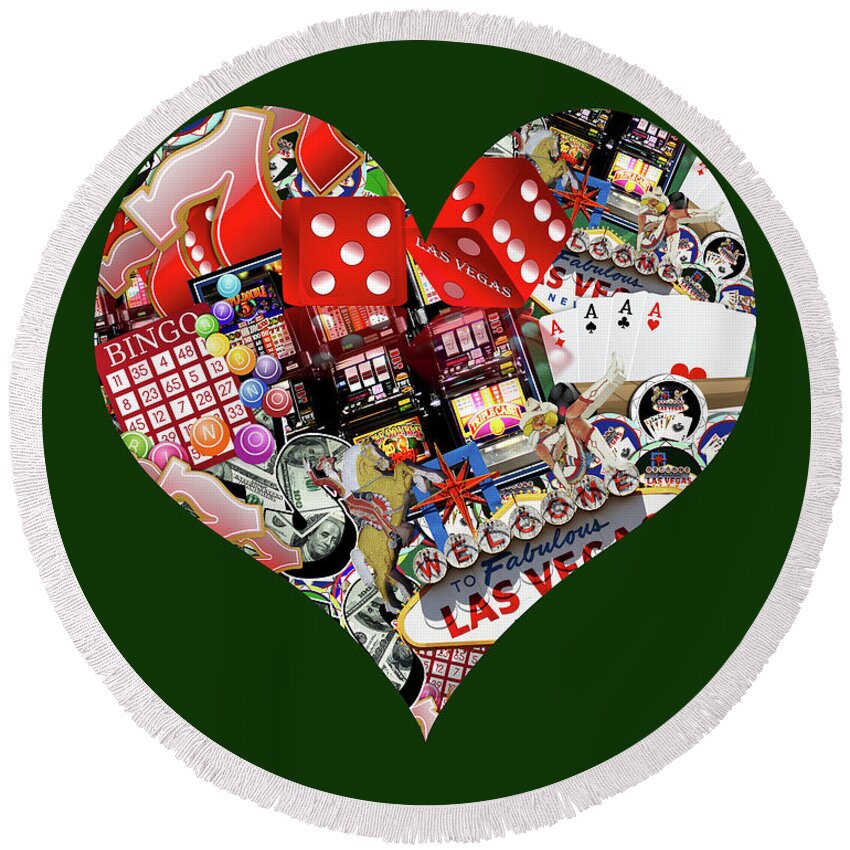 Heart Playing Card Shape Round Beach Towel featuring the digital art Heart Playing Card Shape #1 by Gravityx9 Designs