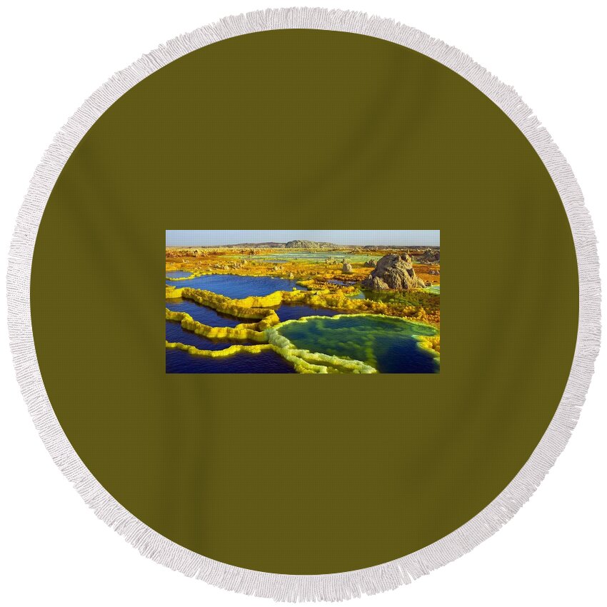 Hot Spring Round Beach Towel featuring the photograph Hot Spring #1 by Jackie Russo