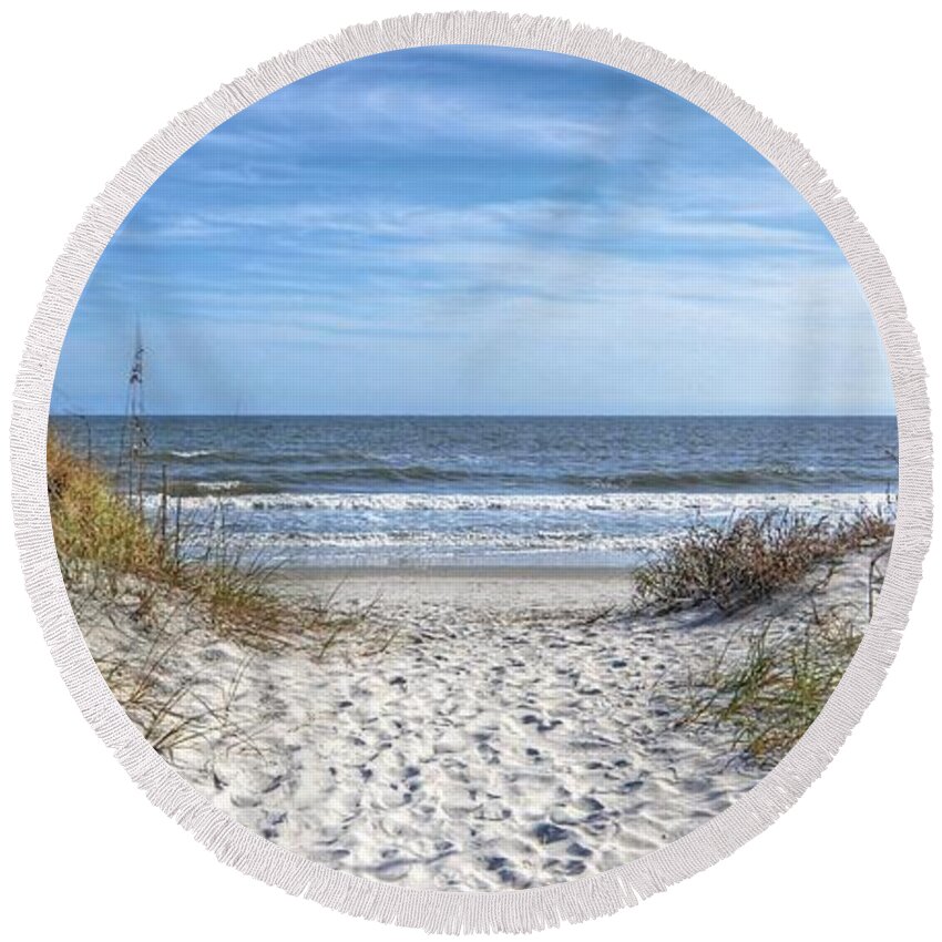 Scenic Round Beach Towel featuring the photograph Huntington Beach South Carolina #1 by Kathy Baccari