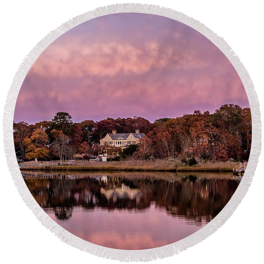 Sunset Round Beach Towel featuring the photograph In The Pink #1 by Cathy Kovarik