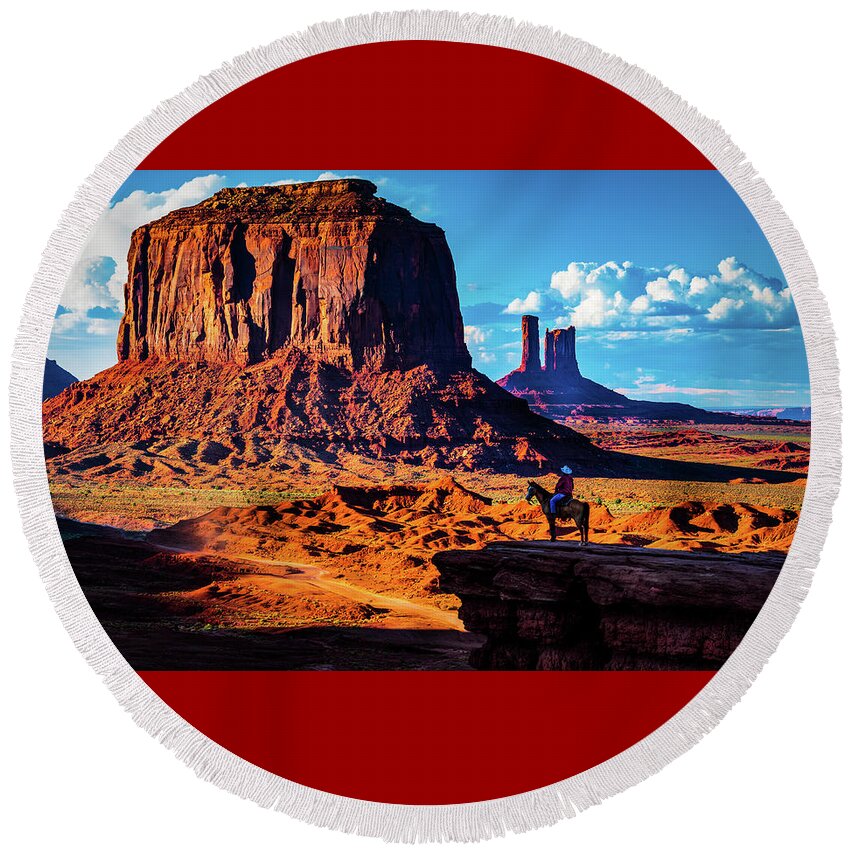 Arizona Round Beach Towel featuring the photograph John Ford Point Sunset by Paul LeSage