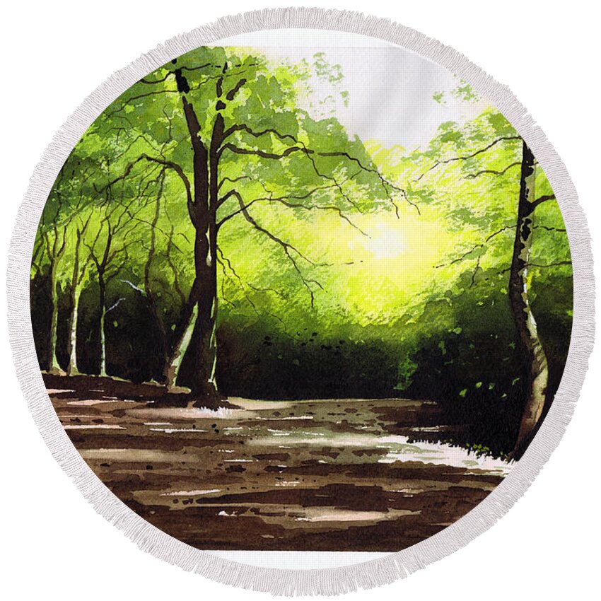 Judy Woods Round Beach Towel featuring the painting Judy Woods by Paul Dene Marlor