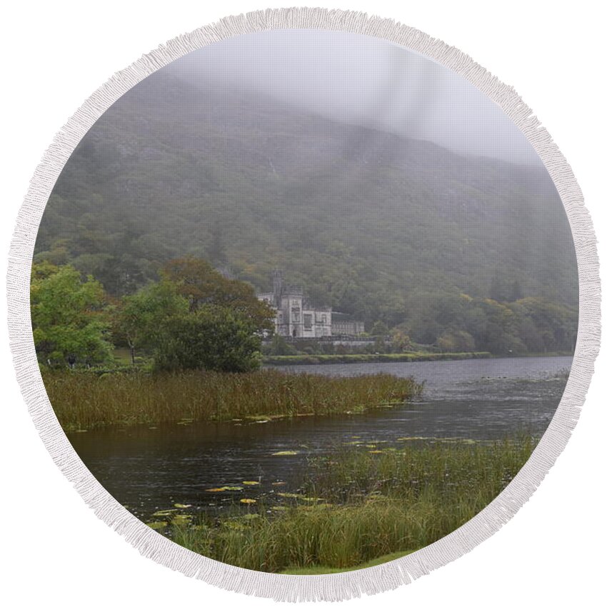 Ireland Round Beach Towel featuring the photograph Kylemore Abbey #1 by Curtis Krusie