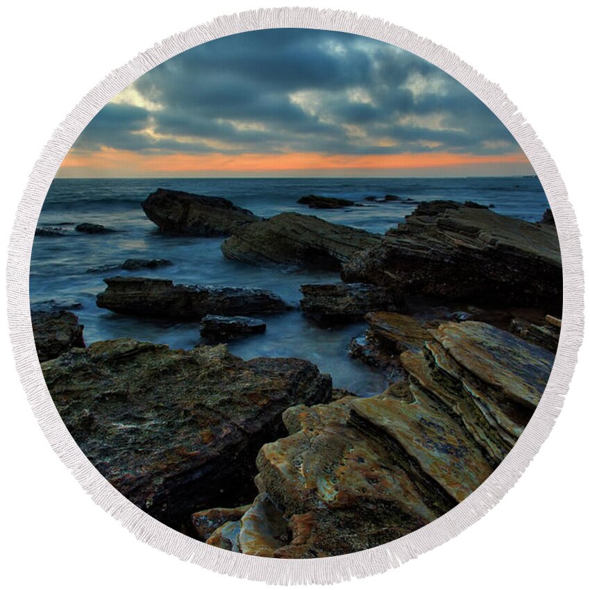 Last Round Beach Towel featuring the photograph Last Light At Crystal Cove #1 by Eddie Yerkish