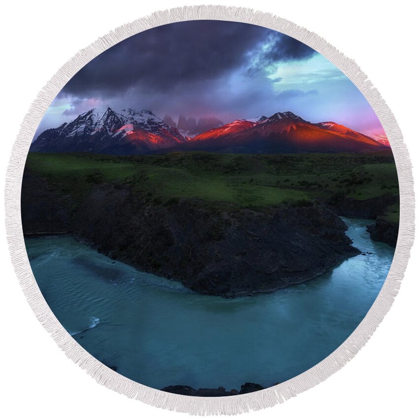 Paine Massif Round Beach Towel featuring the photograph Light Leak #1 by Nicki Frates