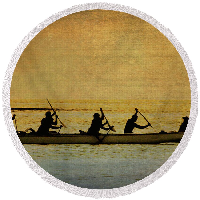 Ancient Traditions-canoe Paddling Round Beach Towel featuring the photograph Like Ancient Warriors #1 by Scott Cameron
