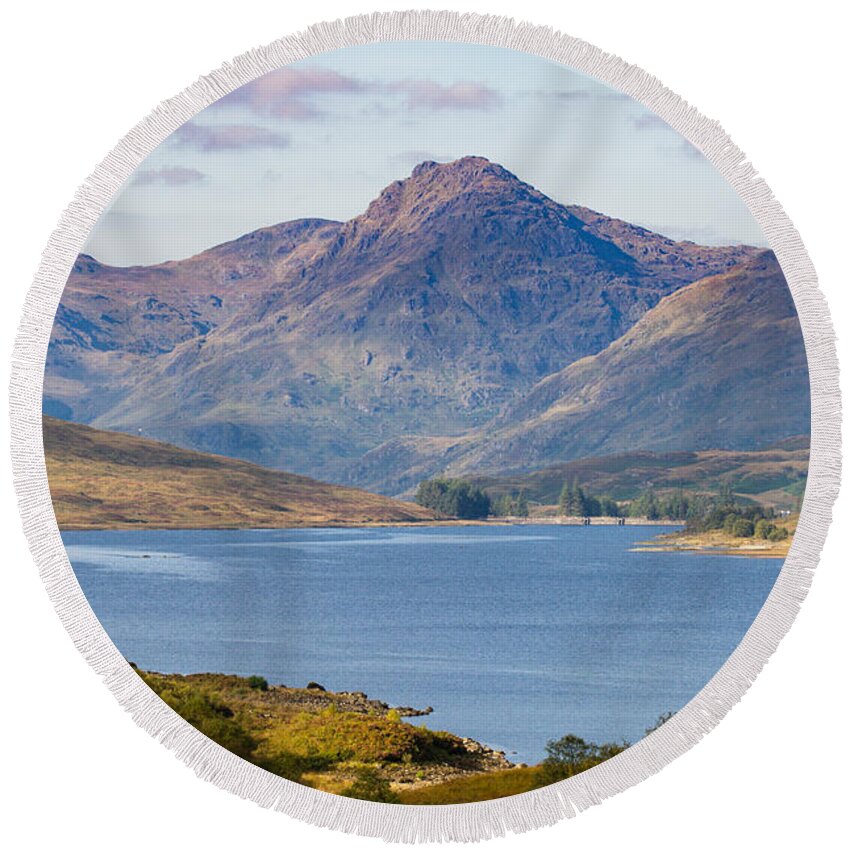 Loch Arklet Round Beach Towel featuring the photograph Loch Arklet and the Arrochar Alps #3 by Gary Eason