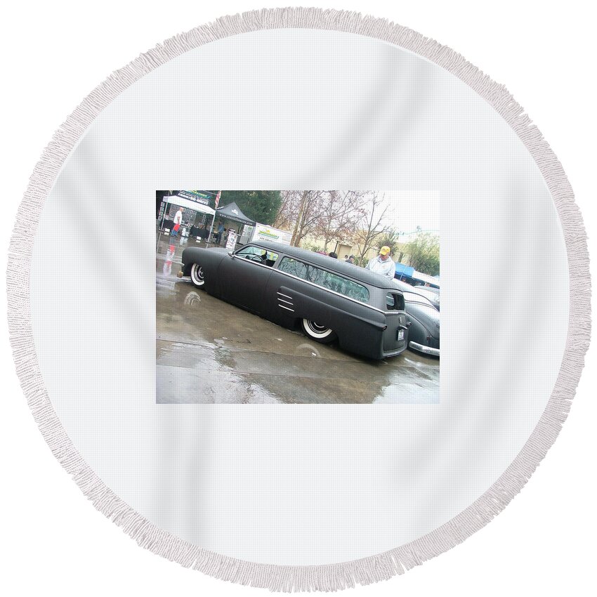 Lowrider Round Beach Towel featuring the photograph Lowrider #1 by Jackie Russo