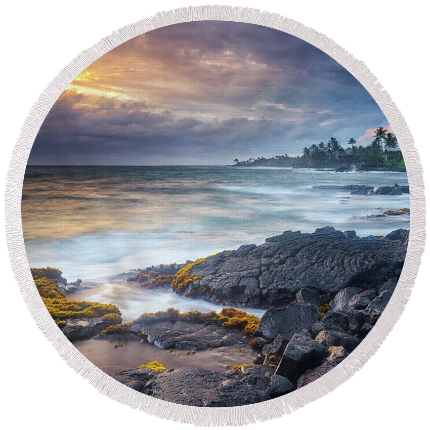 Sunset Round Beach Towel featuring the photograph Lyman's Sunset #1 by Christopher Johnson