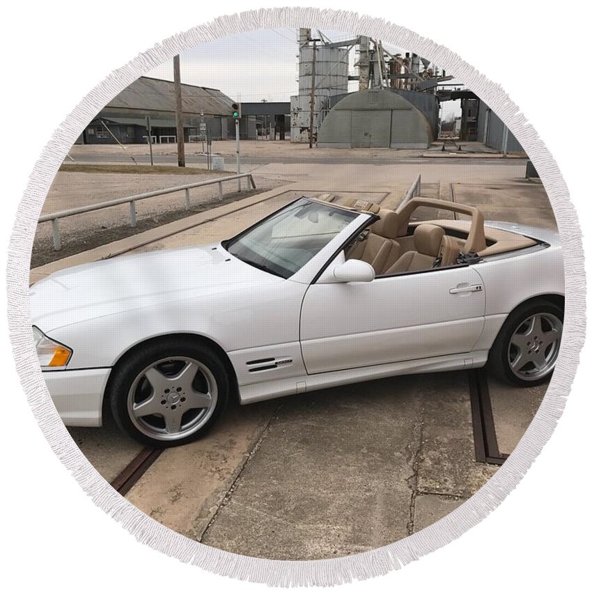 Mercedes-benz Sl500 Round Beach Towel featuring the photograph Mercedes-Benz SL500 #1 by Jackie Russo