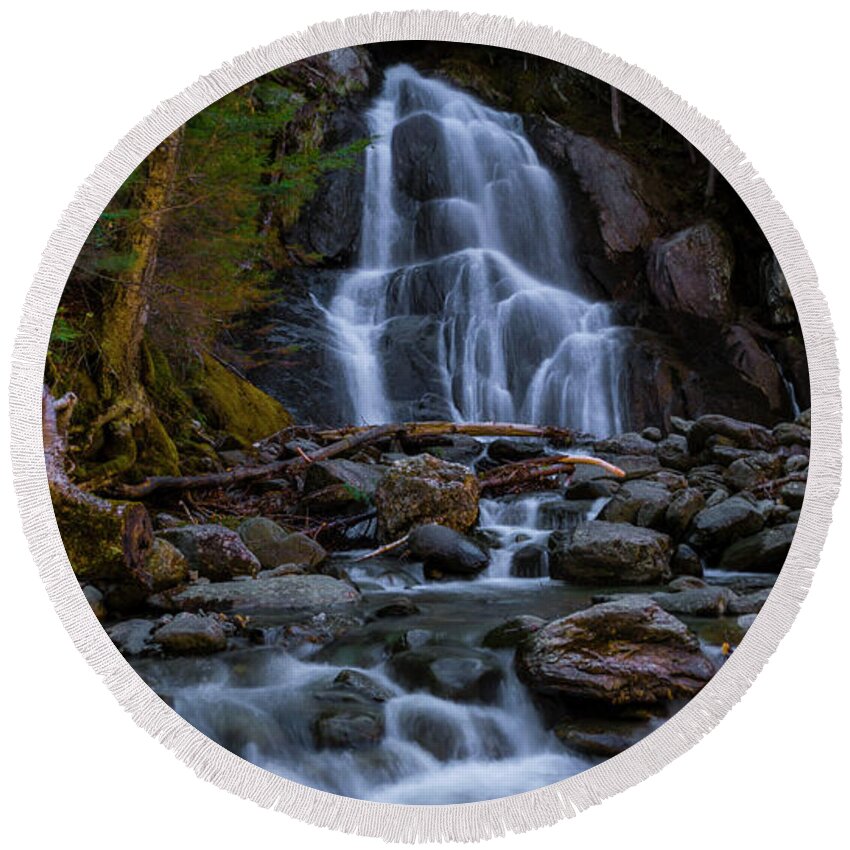Vermont Round Beach Towel featuring the photograph Moss Glen Falls #1 by Scenic Vermont Photography