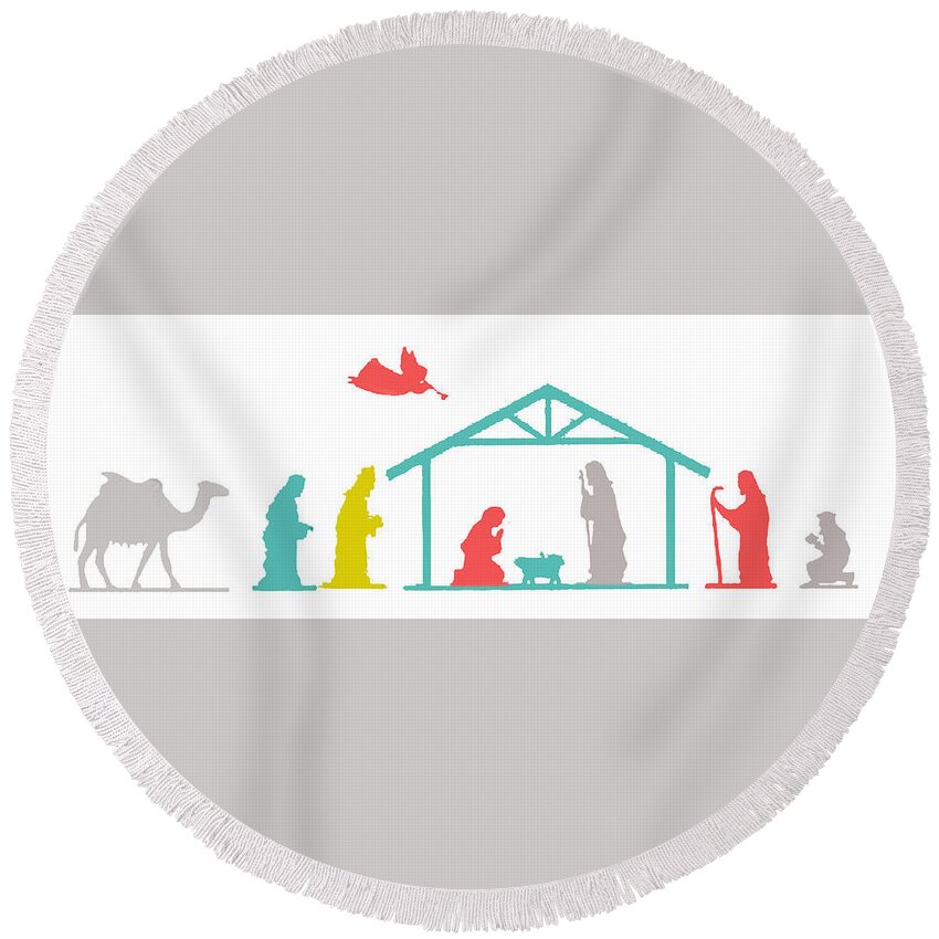 Gifts Round Beach Towel featuring the photograph Nativity Gifts #1 by Munir Alawi