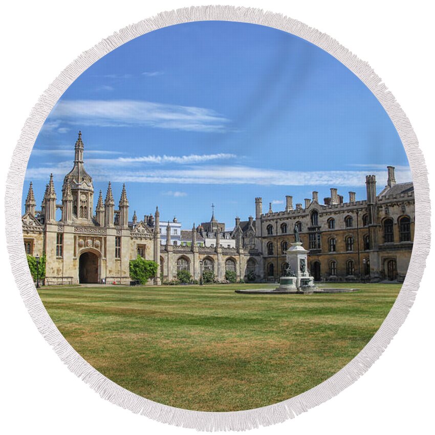 University Round Beach Towel featuring the photograph New court St John's college, Cambridge by Patricia Hofmeester