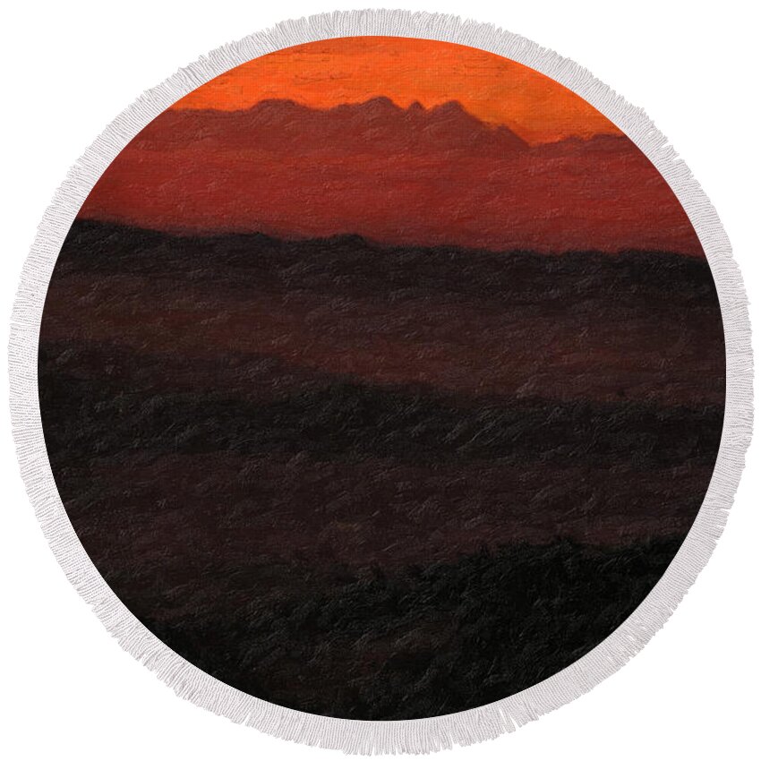 �not Quite Rothko� Collection By Serge Averbukh Round Beach Towel featuring the photograph Not quite Rothko - Blood Red Skies by Serge Averbukh