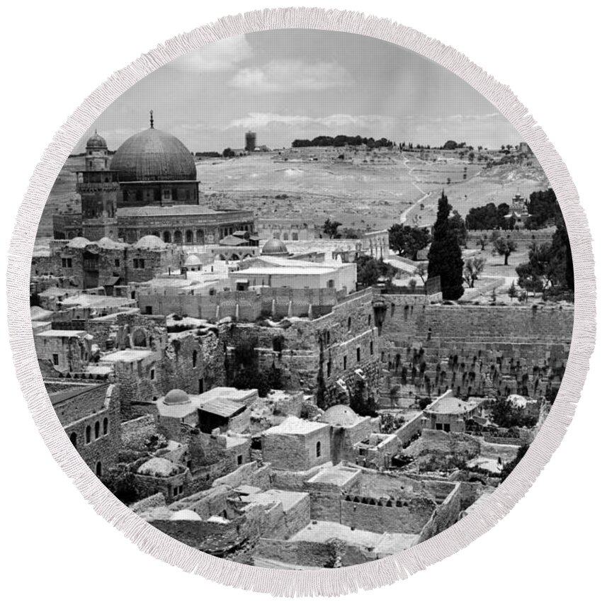 Dome Of The Rock Round Beach Towel featuring the photograph Old Jerusalem #2 by Munir Alawi