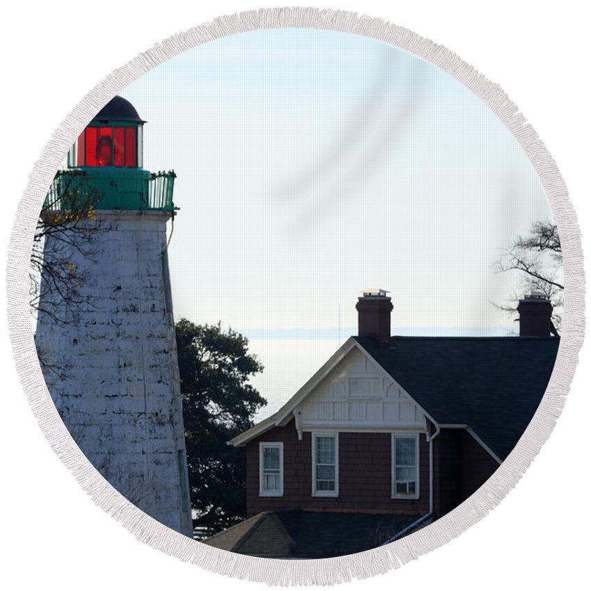 Old Round Beach Towel featuring the photograph Old Point Comfort Lighthouse #1 by Travis Rogers