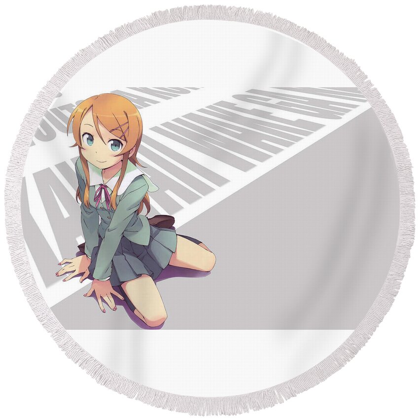 Oreimo Round Beach Towel featuring the digital art Oreimo #1 by Super Lovely