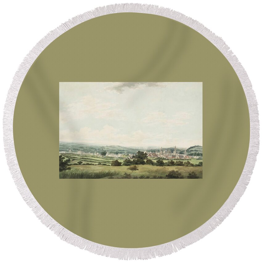 Joseph Mallord William Turner 1775�1851  Oxford From The South-west Round Beach Towel featuring the painting Oxford by Joseph Mallord
