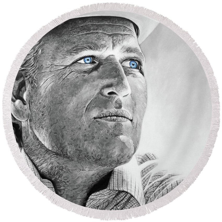 Paul Newman Round Beach Towel featuring the painting Paul #1 by Arie Van der Wijst