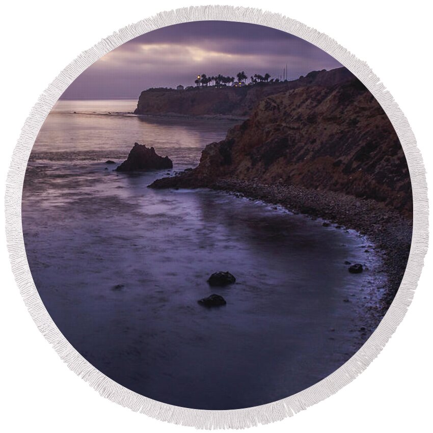 Beach Round Beach Towel featuring the photograph Pelican Cove and Point Vicente after Sunset #1 by Andy Konieczny