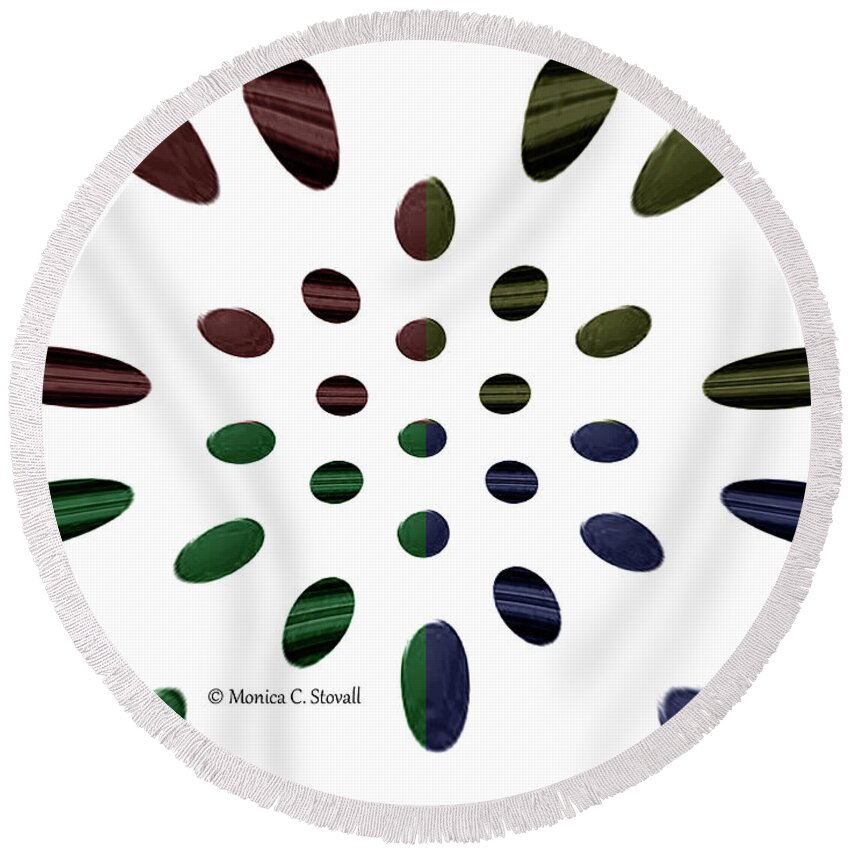 Graphic Design Round Beach Towel featuring the digital art Petals N Dots P2 #1 by Monica C Stovall