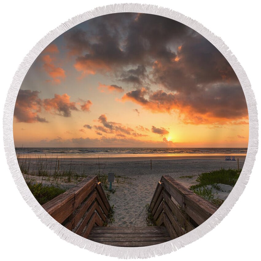 Ponce Inlet Round Beach Towel featuring the photograph Ponce de Leon Inlet Beach Path #2 by Stefan Mazzola