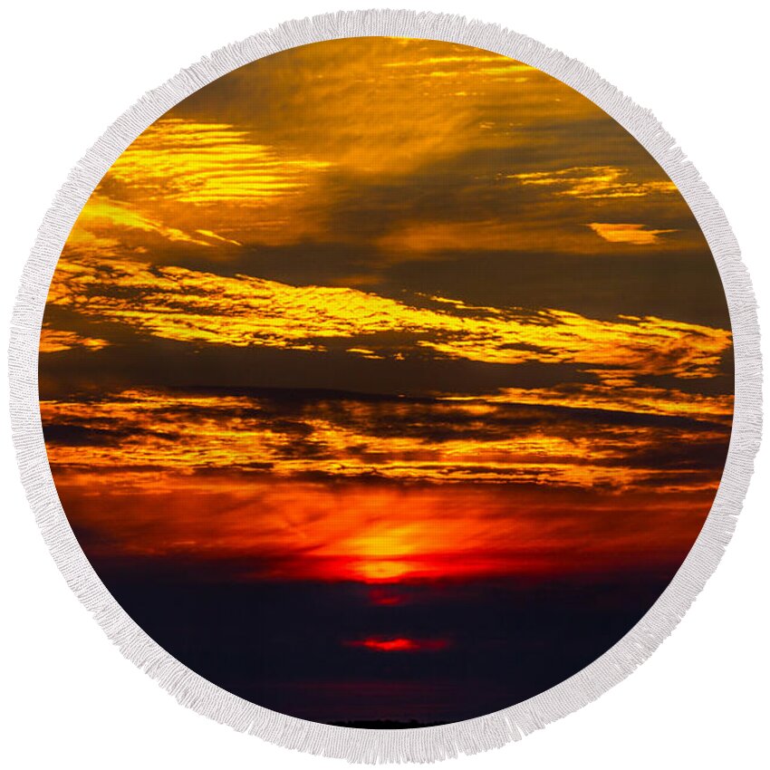Sunrise Round Beach Towel featuring the photograph Red Dawn #1 by William Norton