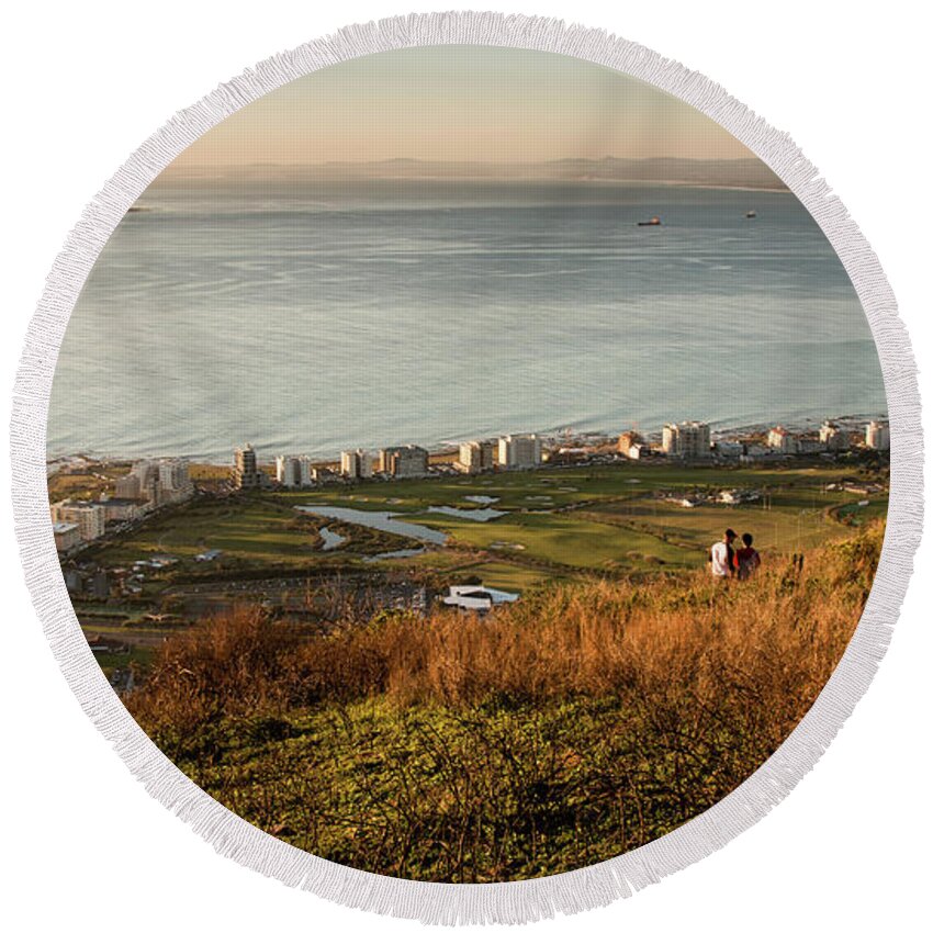 Seascape Round Beach Towel featuring the photograph Robben Island from Signal Hill #1 by Claudio Maioli