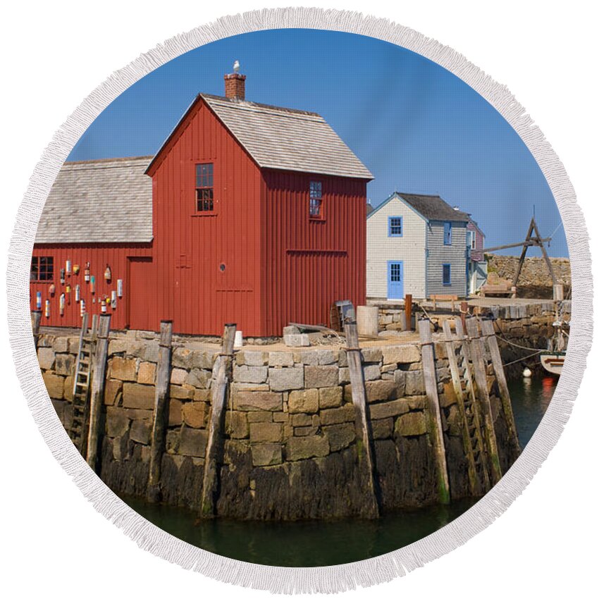 Rockport Round Beach Towel featuring the photograph Rockport - Massachusetts #1 by Anthony Totah