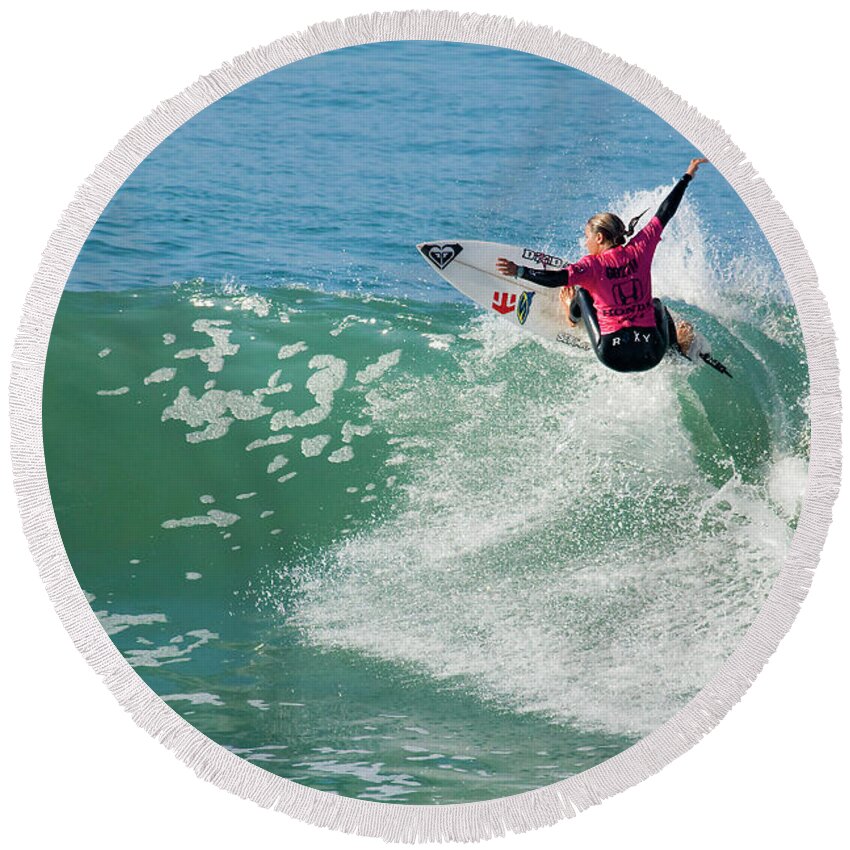 Surfers Round Beach Towel featuring the photograph Sally Fitzgibbons #1 by Waterdancer