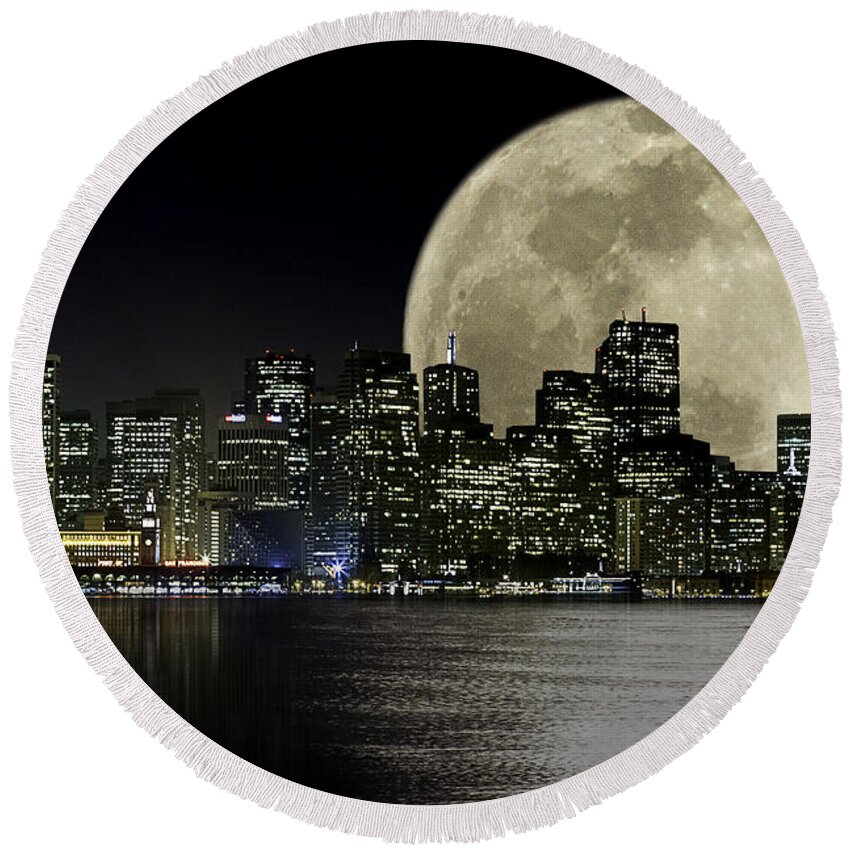 San Francisco Round Beach Towel featuring the photograph San Francisco Skyline #2 by Don Hoekwater Photography