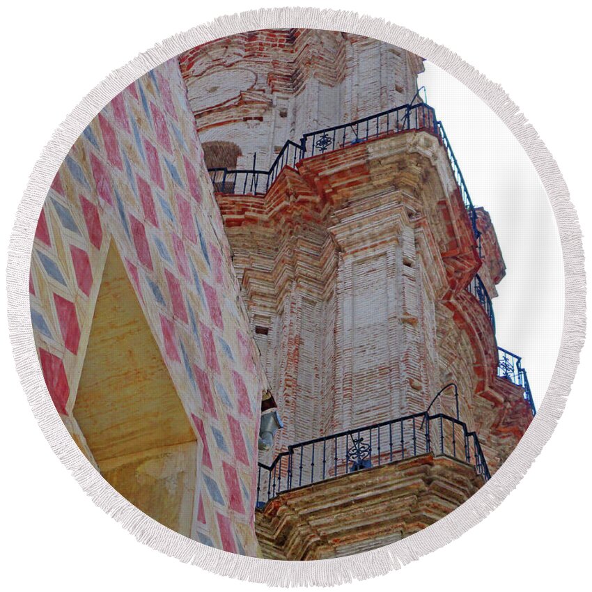 Malaga's Churches Round Beach Towel featuring the photograph San Juan Bautista 4 #1 by Randall Weidner