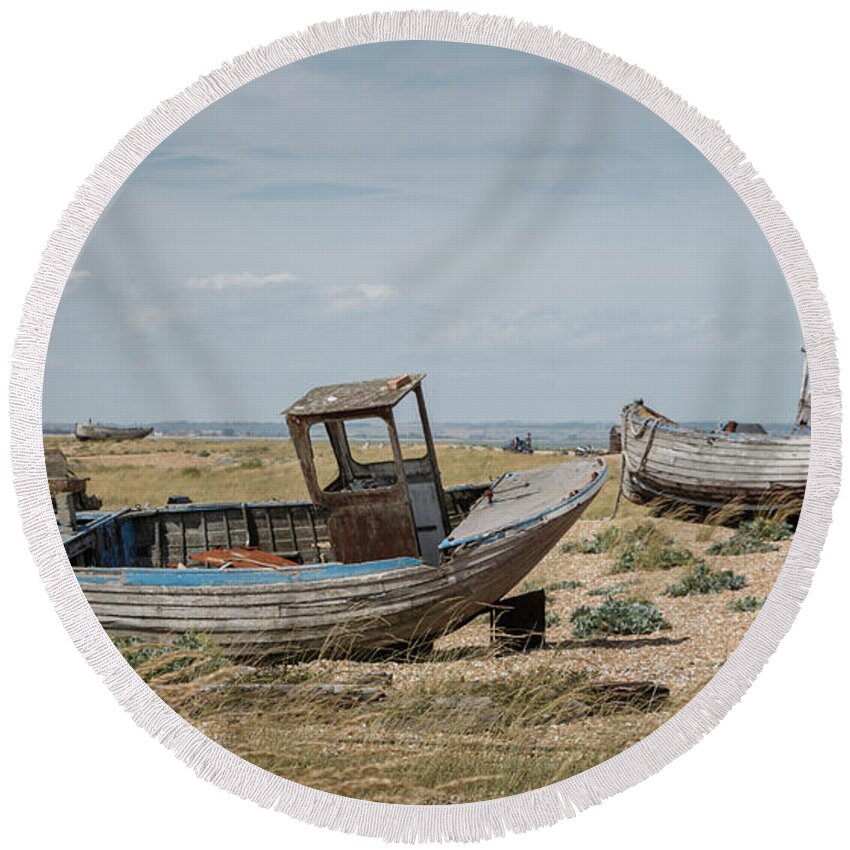 Dungeness Round Beach Towel featuring the photograph Shipwrecked #1 by Rick Deacon