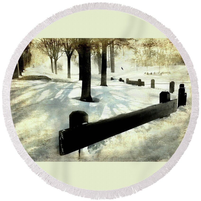 Winter Landscape Round Beach Towel featuring the photograph Snow Bird #2 by Diana Angstadt