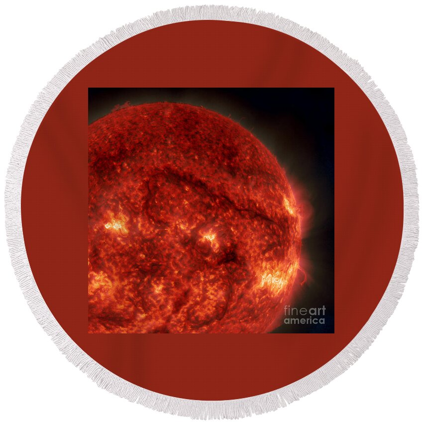 Science Round Beach Towel featuring the photograph Solar Filament #1 by Science Source