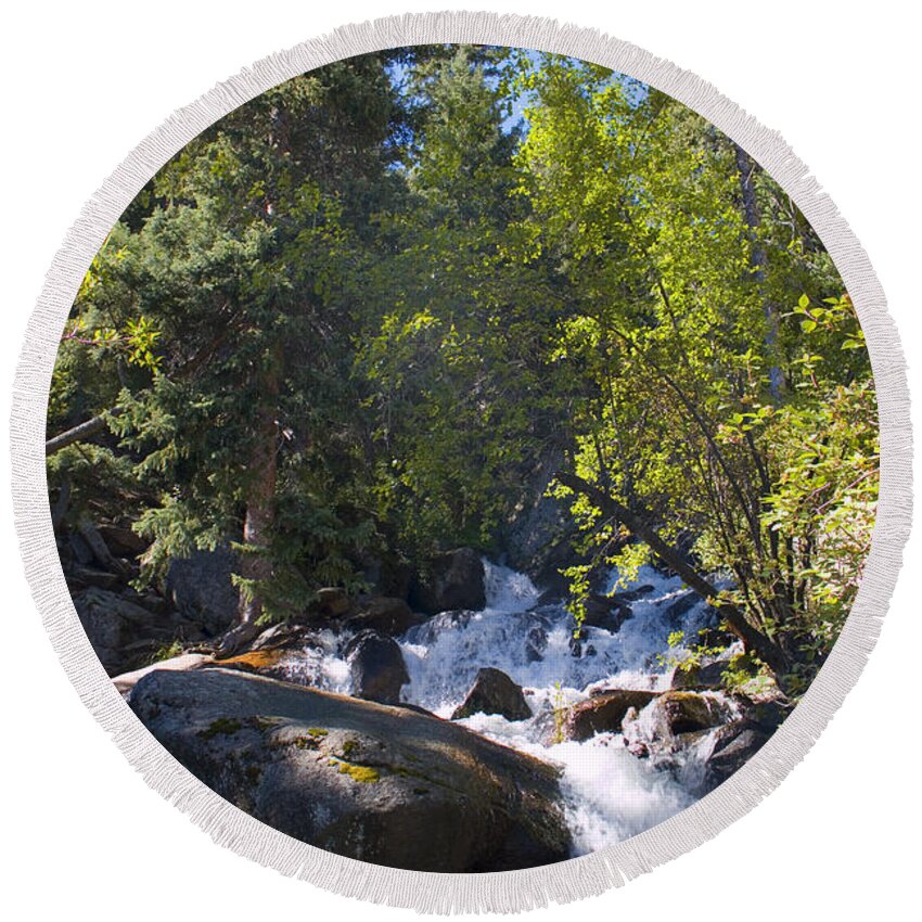 South Catamount Creek Round Beach Towel featuring the photograph South Catamount Falls #1 by Steven Krull