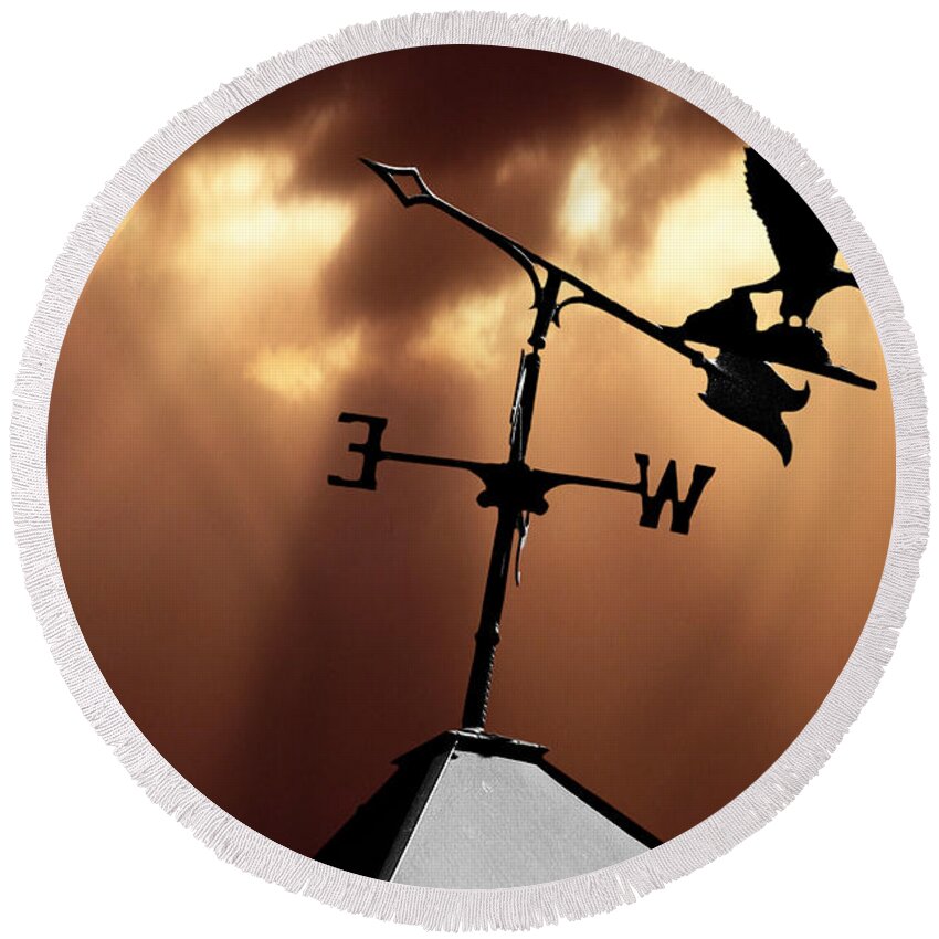 Weathervane Round Beach Towel featuring the photograph Storms Are Brewing #1 by Jarrod Erbe