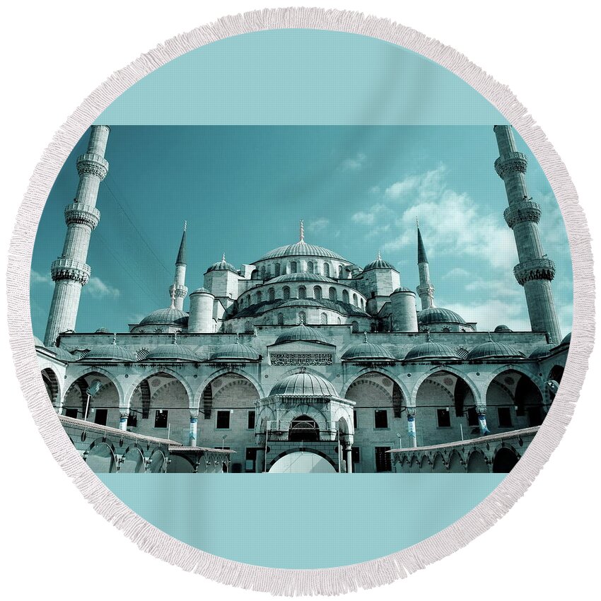 Sultan Ahmed Mosque Round Beach Towel featuring the photograph Sultan Ahmed Mosque #1 by Jackie Russo