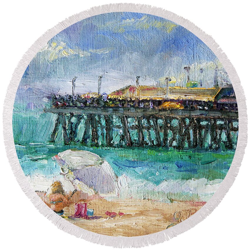  Round Beach Towel featuring the painting Summer Sun #1 by Jennifer Beaudet