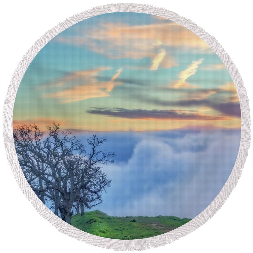 Landscape Round Beach Towel featuring the photograph Sunrise hike at Los Vaqueros #1 by Marc Crumpler