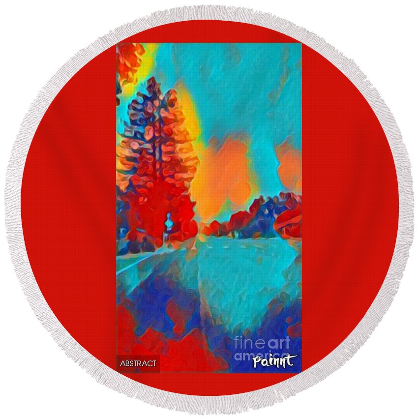 Abstract Round Beach Towel featuring the mixed media Sunrise #1 by Steven Wills