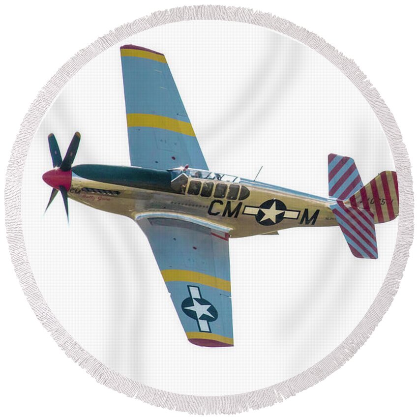 Stallion 51 Round Beach Towel featuring the photograph The Original P-51 Mustang by Rene Triay FineArt Photos