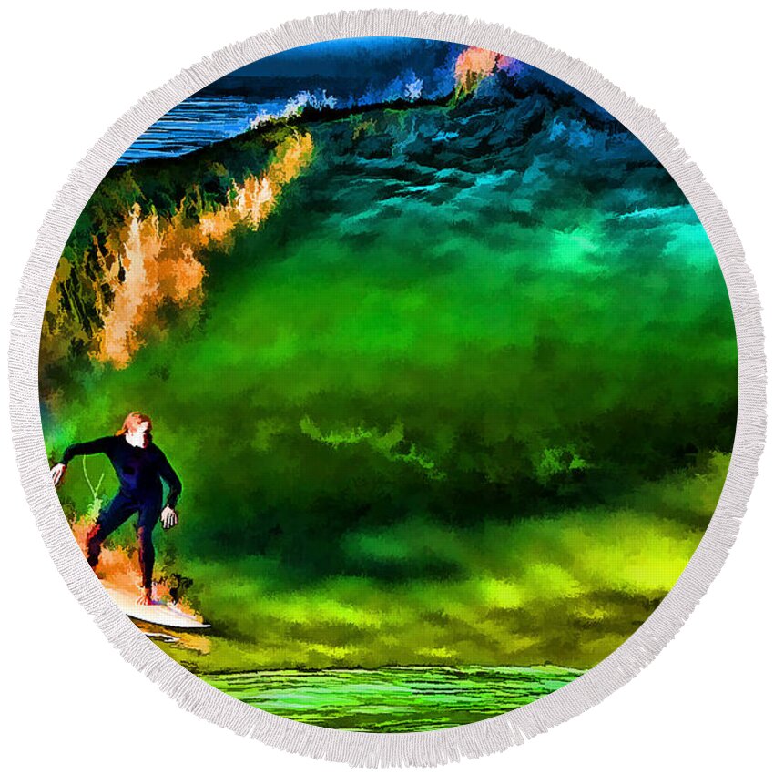 Surfer Round Beach Towel featuring the photograph The Shadow Within by John A Rodriguez