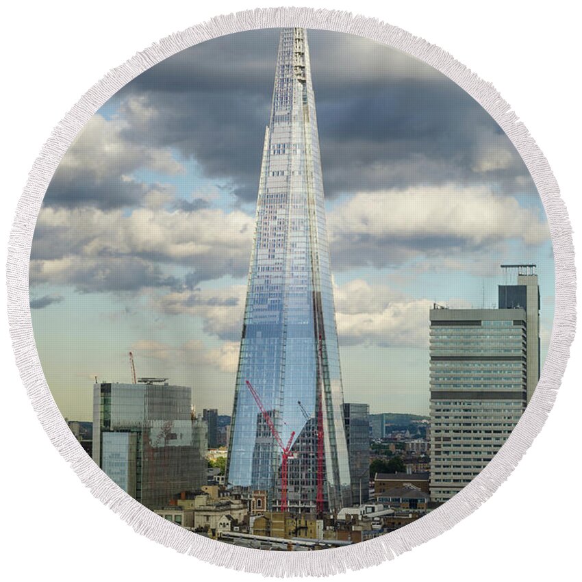 The Shard Round Beach Towel featuring the photograph The Shard, London #1 by Perry Rodriguez