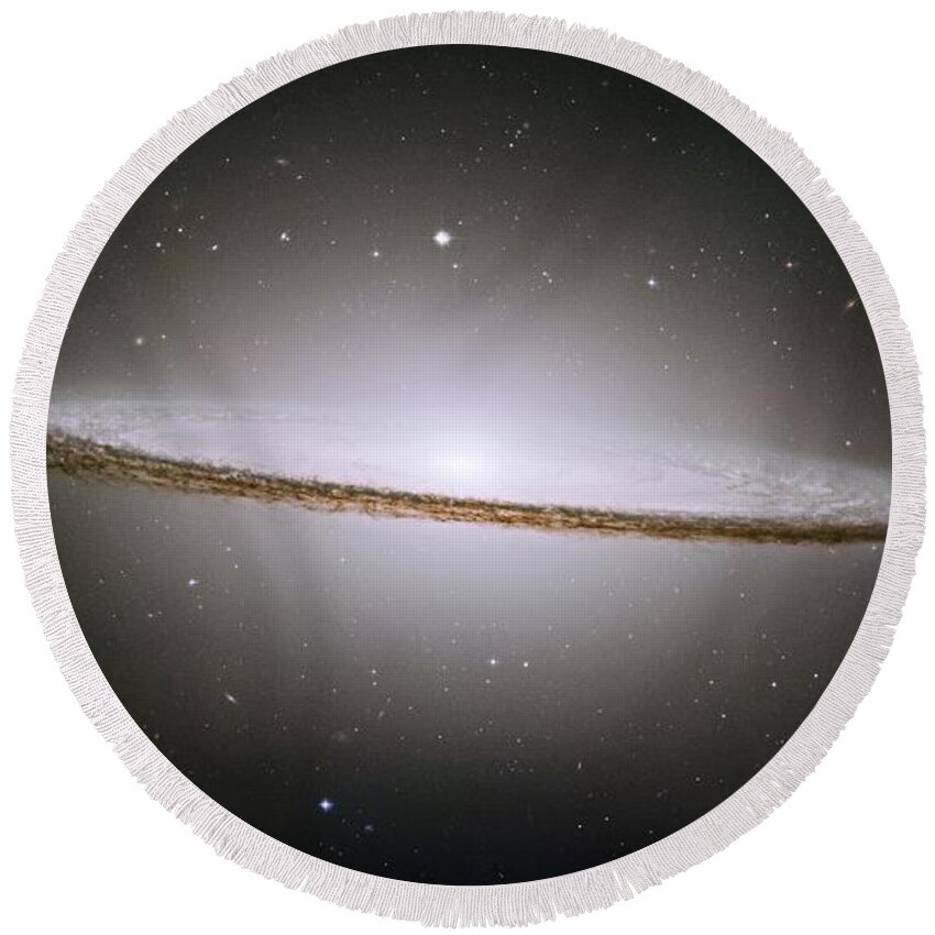 Sombrero Round Beach Towel featuring the painting The Sombrero Galaxy by Nasa